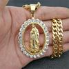 Religious Iced Out Big Virgin Mary Pendant Gold Color Stainless Steel Madonna Necklace For Women Men Christian Jewelry Gift 2025