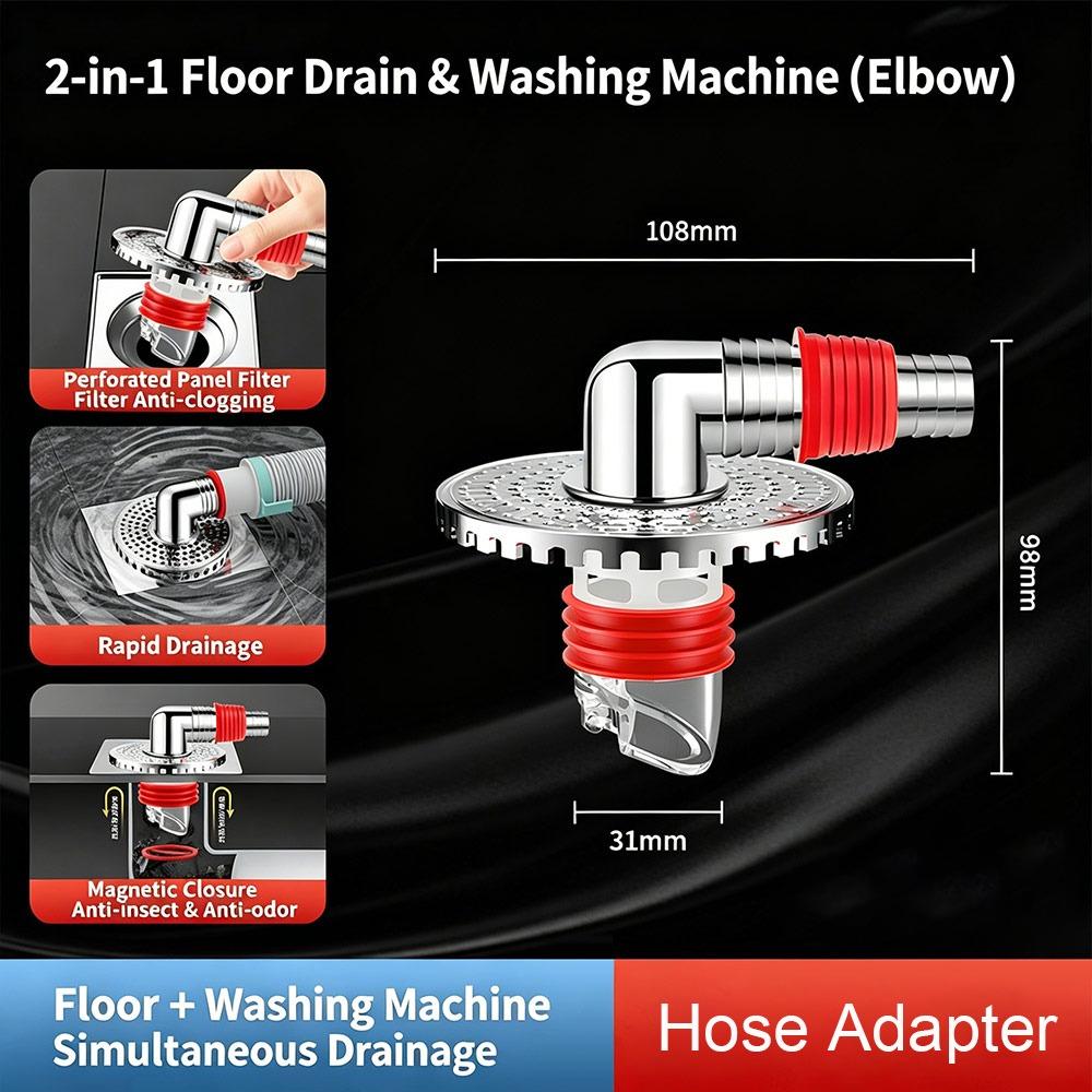 Plastic Floor Drain Tee Connector Anti-Odor Multi Functional Sewer Drain Connector Quick Installation