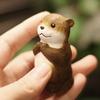 Wishing Otter Blessing Gift Handmade Wood Carving Desk Accessories Home Decoration Ornaments Wood Animal Sculpture Home Decor