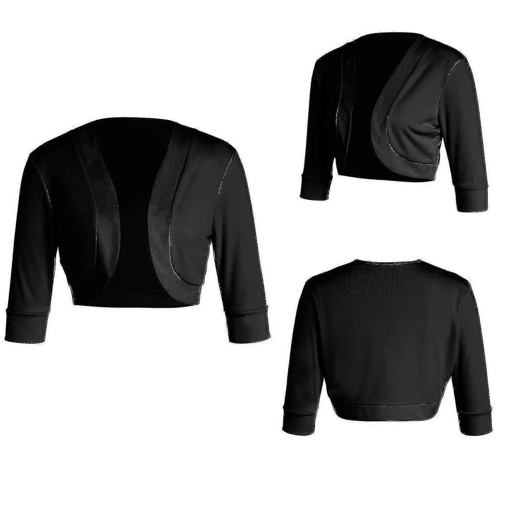 Women's 3/4 Sleeve Cardigan Classic Open Front Short Shrug Bolero Cropped Jackets Summer Clothes
