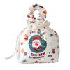 Christmas Gift Bag with Drawstring Reusable Candy Bag for Treats Cookie Goodies Xmas Eve Fruit Storage Bag with Santa Snowman Deer Doll