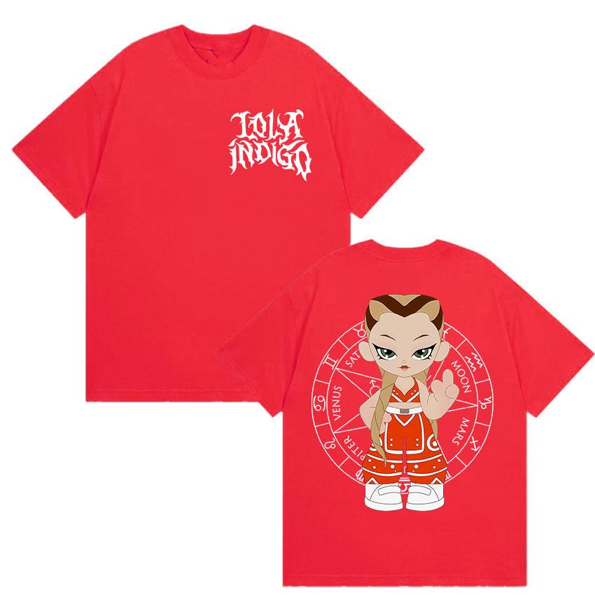 

Singer Lola Indigo Tour 2025 Merch T-Shirts Men Women Harajuku High Quality Vintage T-shirt Casual Oversized Cotton Tops T Shirt S