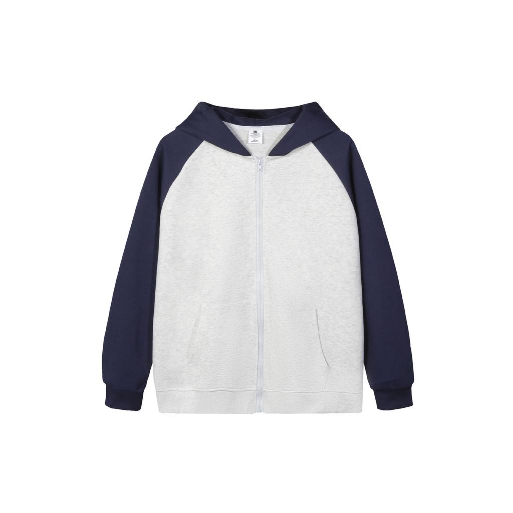 Módní mikina na zip v barevném bloku, mladistvý trend, volná, unisex, ležérní, se spuštěnými rameny, kontrastní kardiganová bunda, mladistvá, populární mikina