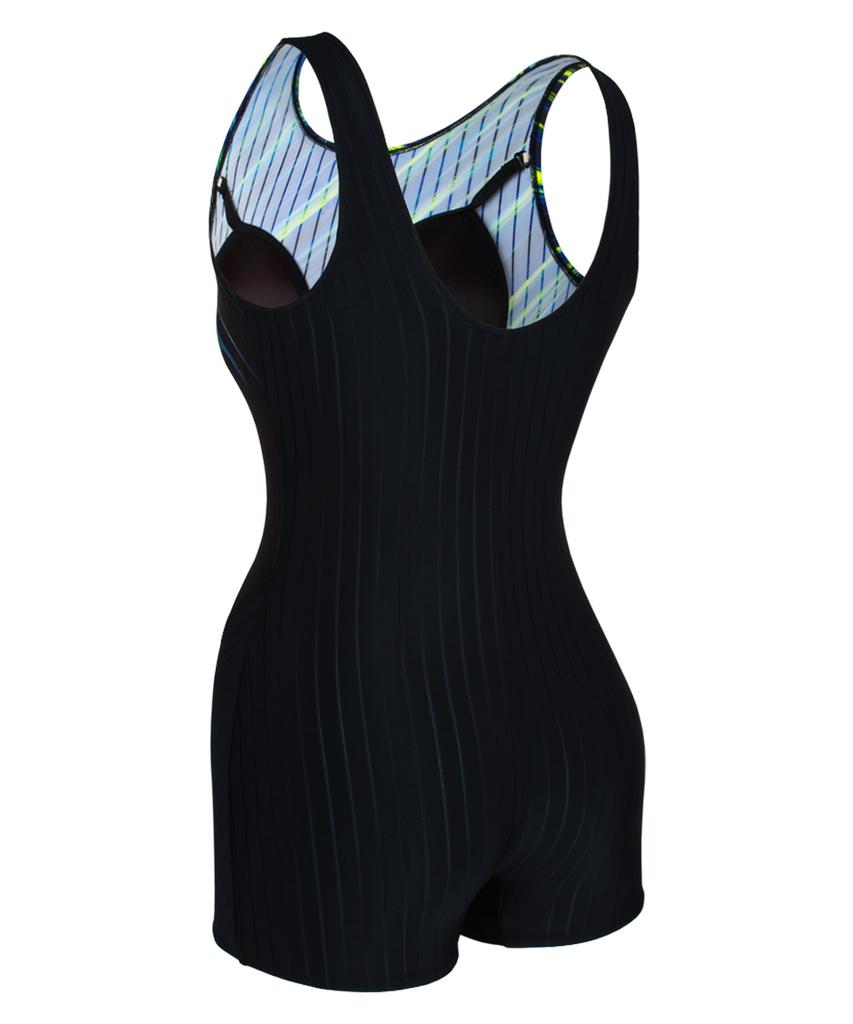 Nigseuwon Women'S Half-Body Swimsuit Nsw-4981Bk Women'S Indoor Pool Lesson Swimsuit With Bra Included Plus Size Black