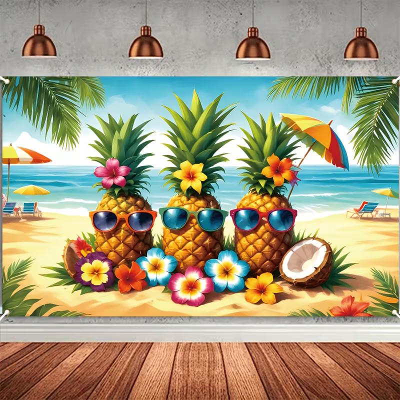 2D Funny Pineapple Sunglasses Backdrop for Summer Vacation 47.2x31.5inch/120*80cm