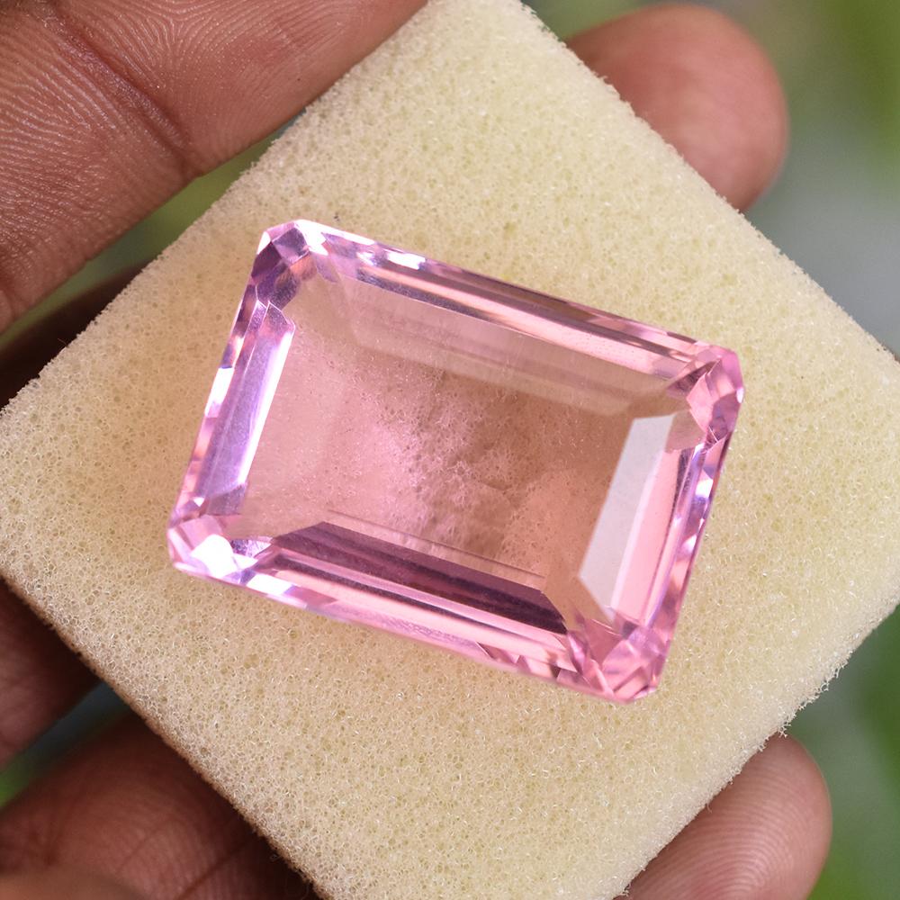 RARE Pink NATURAL Brazilian Topaz 75 Ct Emerald Cut CERTIFIED Loose Gemstone