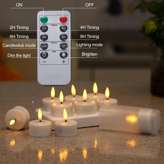 4/6/12 Holes Flameless Tea Light Candles Rechargeable Flickering LED Candles LED Votive Candle Battery Operated Electric Candles