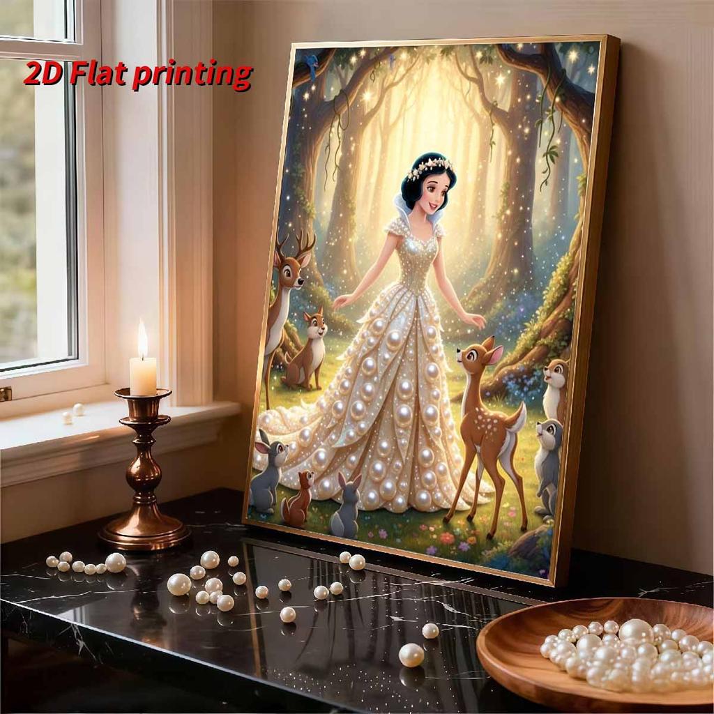 Disney Snow White Pearl Canvas Decor Set - 5D Artificial Pearl Jigsaw Puzzle Embroidered Home Decorative Handmade Gift