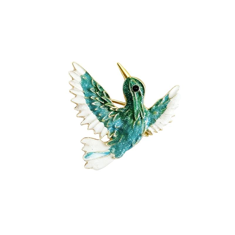 Blue Color Hummingbird Bling Brooch for Women Brooches Pin Badges Alloy Backpack Icons Girls Jewelry
