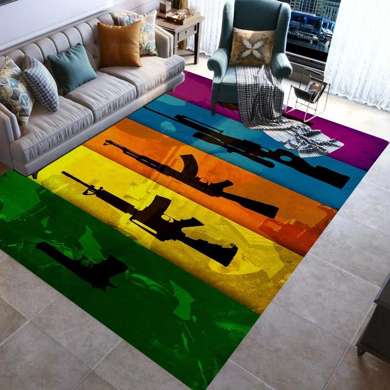 Retro Guns Pistol Ammunition Bullet Cartridge AK M4 Rug Carpet for Living Room Bedroom Decor Non-slip for Sofa Doormat Mat