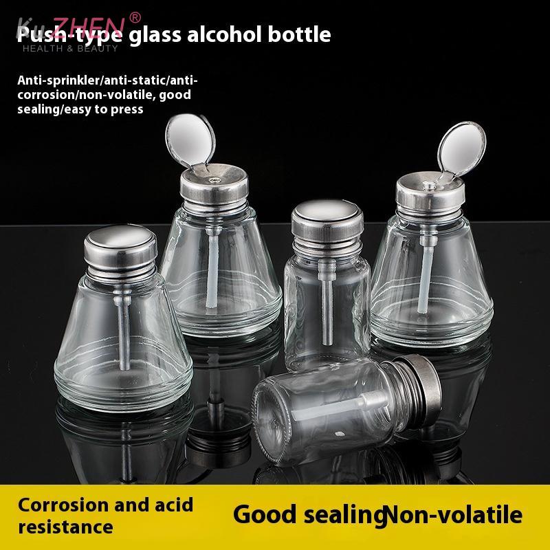 1pc Nail Storage Refillable Glass Bottle Empty Liquid Press Pump Dispenser Nail Art Polish Remover Cleaner Makeup Manicure Tools