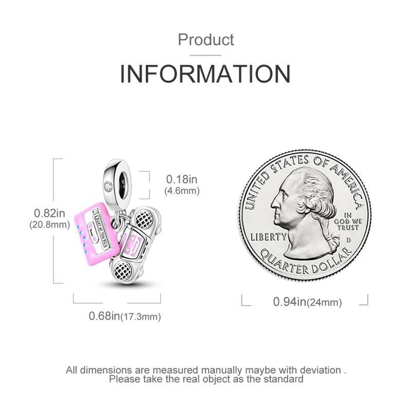 s Copper Metal Charm Bead Components Bead Components Pendant Bead Components Pink Radio Cassette Tapes Bead Components Compatible With Authentic