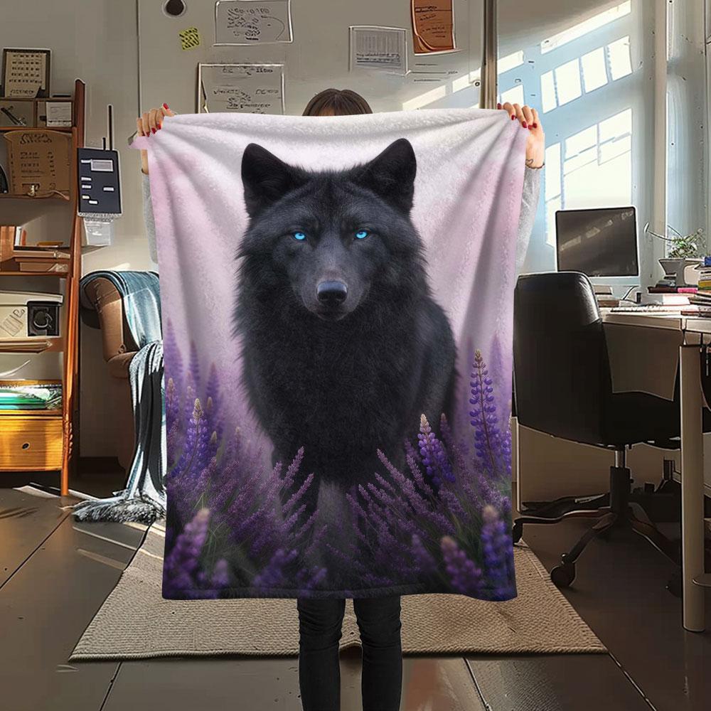 1Pc Lavenderanimals Print Flannel Blanket, High quality Comfortable for All Seasons, Home Decor, Warmth and Comfort, Perfect for Christmas Gifts
