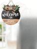 1 Piece Front Door Welcome Sign, Fun Garland, Hanging Wooden Plaque Decoration, Round Country Wooden Farmhouse, Porch Decoration