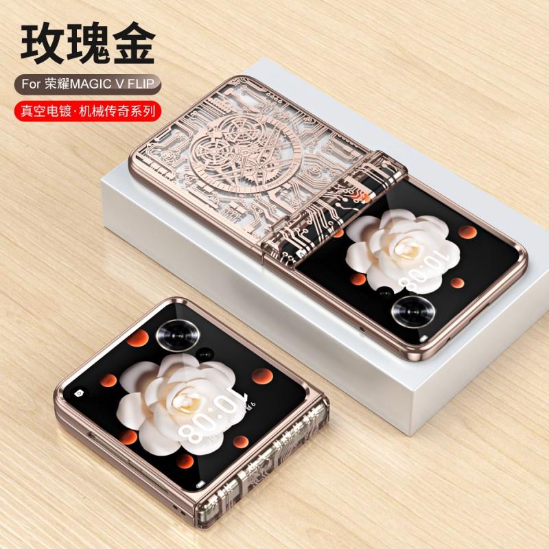 Premium PC Case Honor Magic V Flip 2 Phone Electroplated Mechanical Hinge Design Drop Protection Anti-Fingerprint