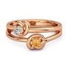 Bague Citrine Topaze Blanche Design Double Nœud - Argent Sterling 925 Vermeil Or Rose