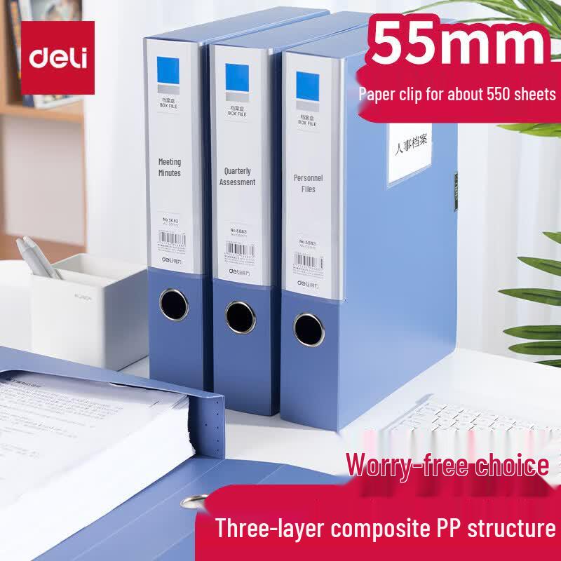 Deli A4 Hook & Loop Plastic File Box