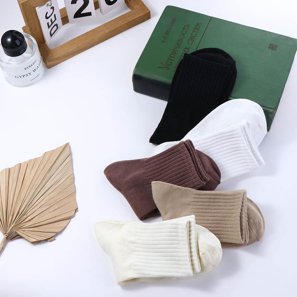 

Solid Color Autumn and Winter Sports Socks Women Socks Striped Socks Cotton Hosiery Tube Socks