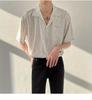 Stijlvolle Bedrukte Losse Overhemden Herenkleding Vintage Omgeslagen Kraag Zomer Koreaans Korte Mouw Casual Enkelrijige Overhemden