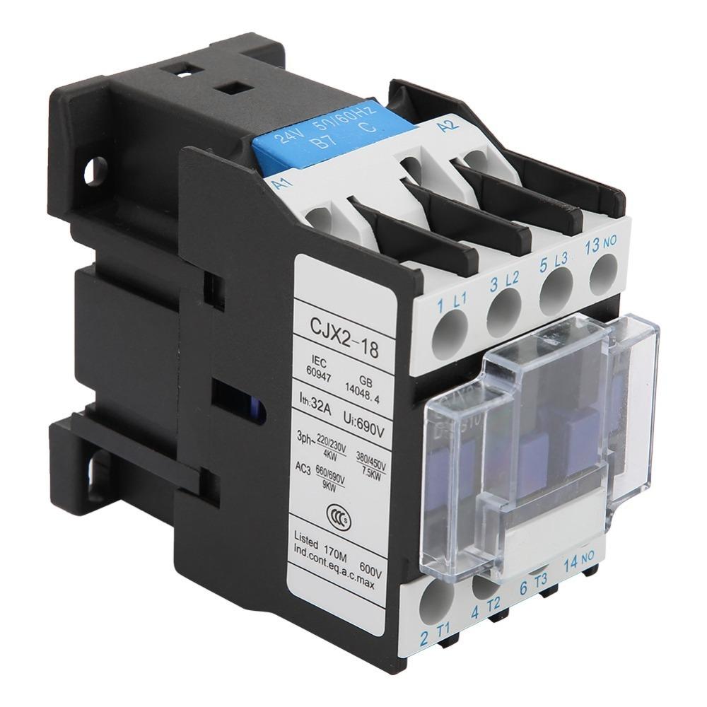 High Sensitivity CJX2-1810 AC Contactor 18A 24V/48V/110V/380V AC Contactor Electric Contactor Fixed Type Installation
