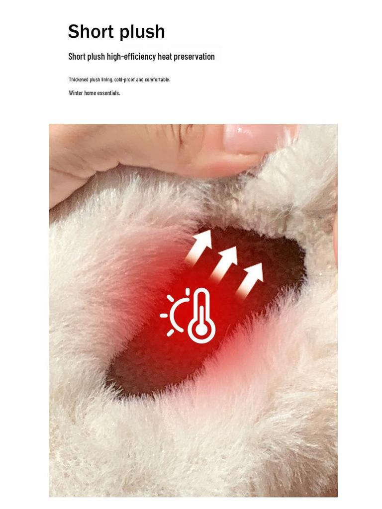 Women's & Men's Warm Fluffy Cotton Slippers: Non-slip, Thick Sole, Closed Heel for Indoor/Outdoor Use (Autumn/Winter).