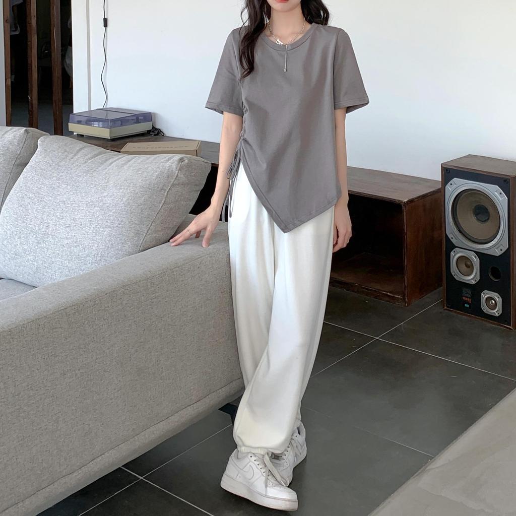 Summer 2023 Women's Slim Fit Irregular Cotton T-Shirt - High-Quality, Short-Sleeved Fashion Top