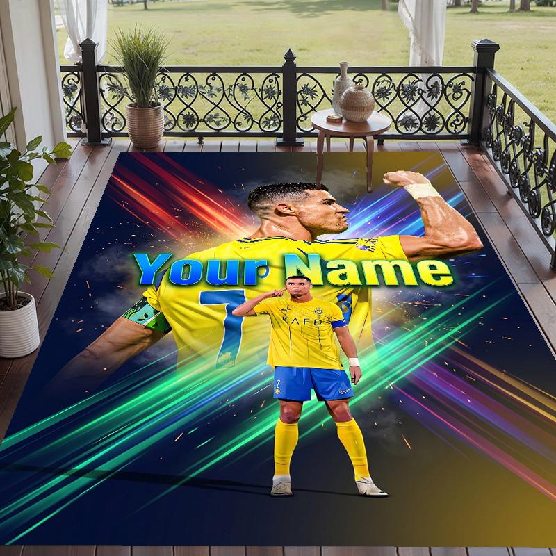 Custom Text Printed Rug Cristiano Ronaldo Non Slip Floor Carpet For Home Room Decor