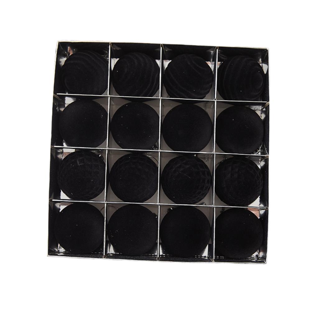 16pcs Shatterproof Christmas Hanging Balls Flocking Xmas Tree Ornaments New Year Gift