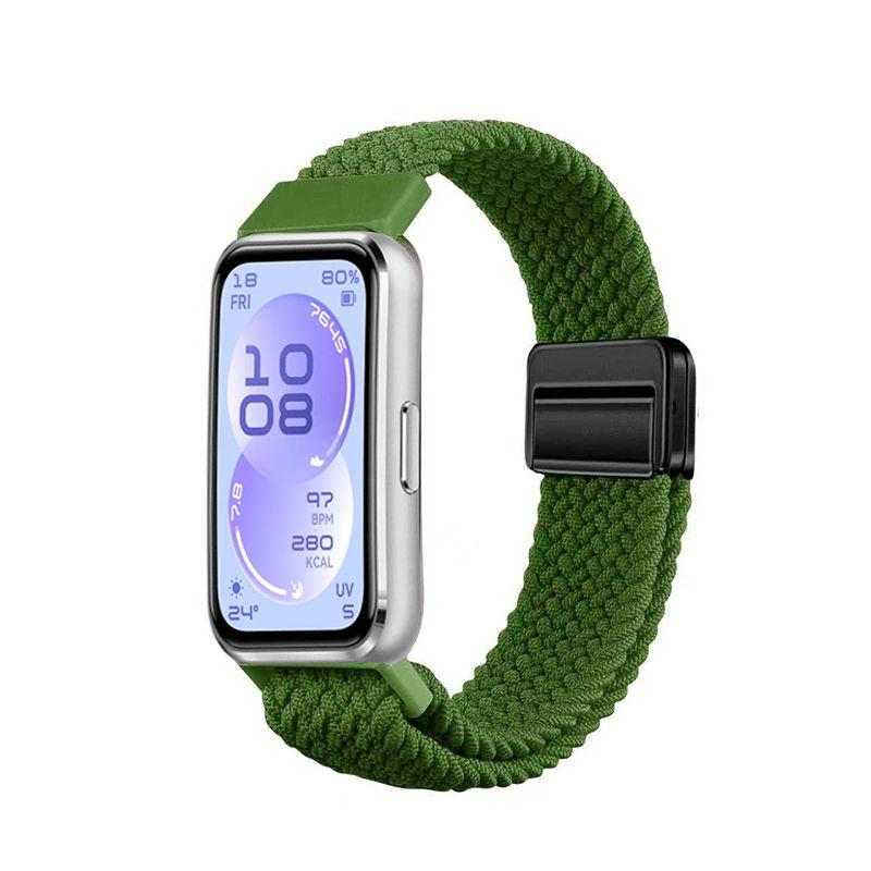 

Нейлоновые спортивные ремешки Loop для Huawei Watch Band 11 Браслет Мягкий плетеный тканый ремешок с магнитной застежкой для Huawei Watch 11Pro for Huawei band 11 зелёный