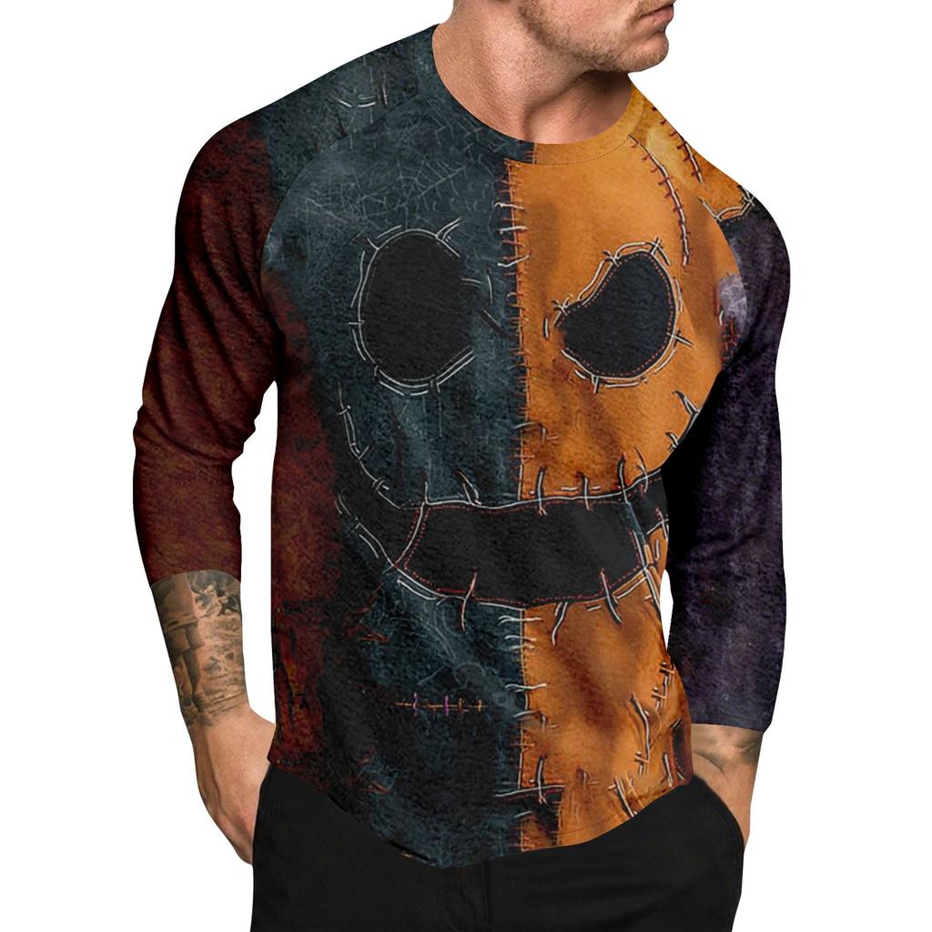Halloween Print Raglan Sleeve Men's Long Sleeve Top