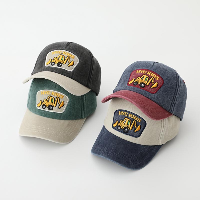 Fashion Letter Children Baseball Hat Solid Color Baby Peaked Cap Cotton Casual Kids Duck Tongue Cap 3-6Year Boy Girl Sun Visors