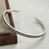 PANJBJ 925 Sterling Silver Irregular Geometry Texture Bangle Bracelet for Women Girl Minimalism Jewelry Gift Dropshipping
