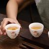 Boutique Suet Jade Ceramic Teacup Personal Meditation Cup Hand Painted Flowers Tea Bowl Pu'er Master Cup Tea Set Accessories