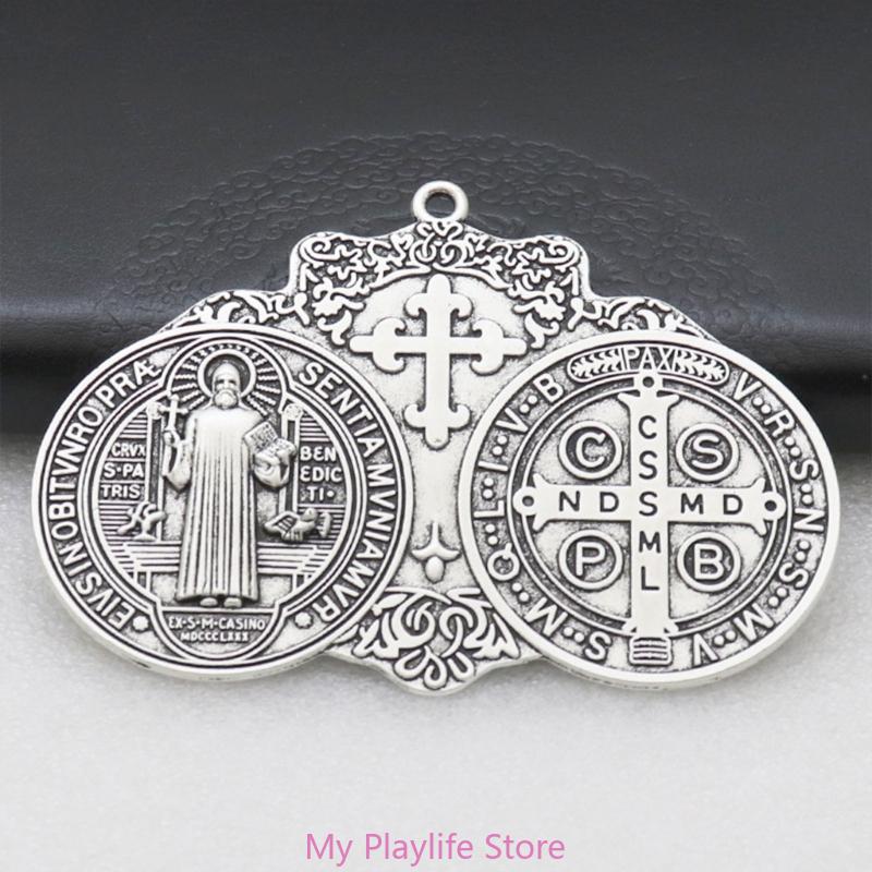 Christian Crosses Hanging Ornament Unique Religious Antiqued Metal Keychain Pendant Decoration for Prayer Necklace Charm