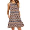 Women's Fashion Beach Dress Sleeveless Round Neck Stripe Print Dress
