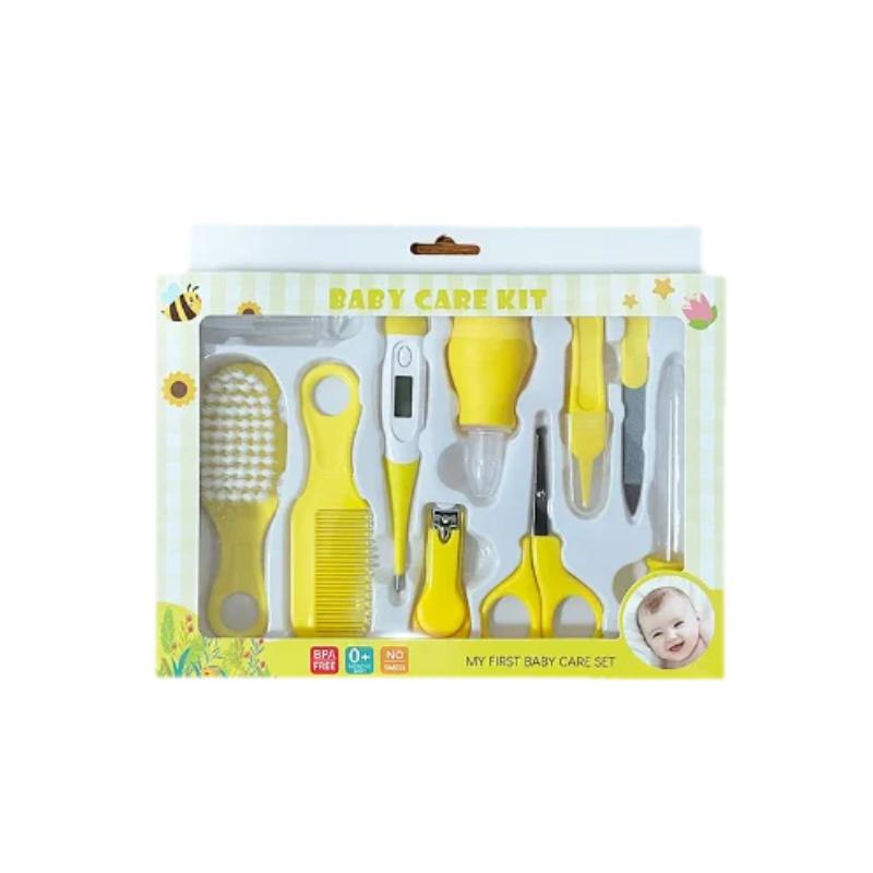 

Набор для ухода за ребенком 10 предметов Безопасные кусачки для ногтей Мягкая расческа Щетка Уход Комбинация Расческа для волос Набор щеток для волос Триммер для ногтей Набор Уход за ребенком жёлтый