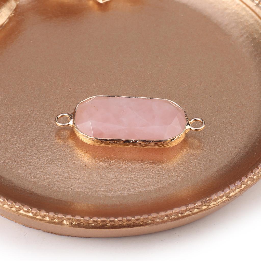 Conectores Piedra Natural cuarzo rosa/amazonita conector facetado rectangular para fabricación de joyería DIY collar pulsera accesorio