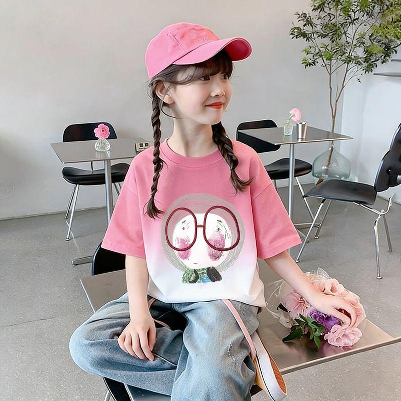 Girl's Cartoon 3D Printed Short Sleeved T-shirt Summer Cute Girl Sweet Top