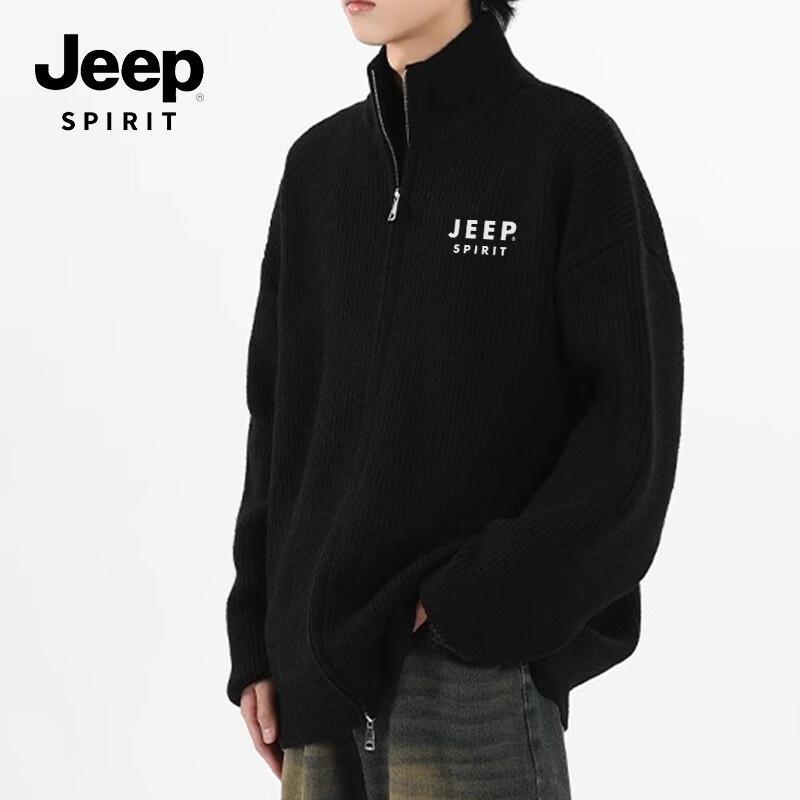 

JEEP SPIRIT Men s V-Neck Zipper Knit Cardigan L