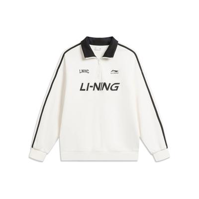 Li Ning Sports Lifestyle Serie Buchstabenaufdruck Fleece-Pullover Sweatshirt Unisex Sweatshirt Off-White AWDTB35-1