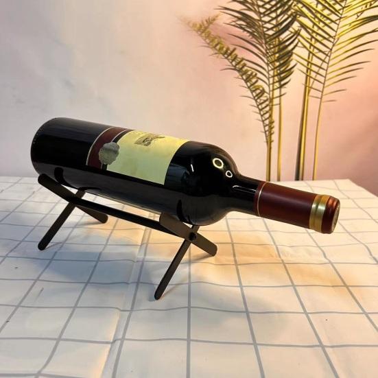 Metal Wine Rack, Disassembled Single Bottle Holder for Tabletop, DIY Assembly Display Stand, Housewarming Gift