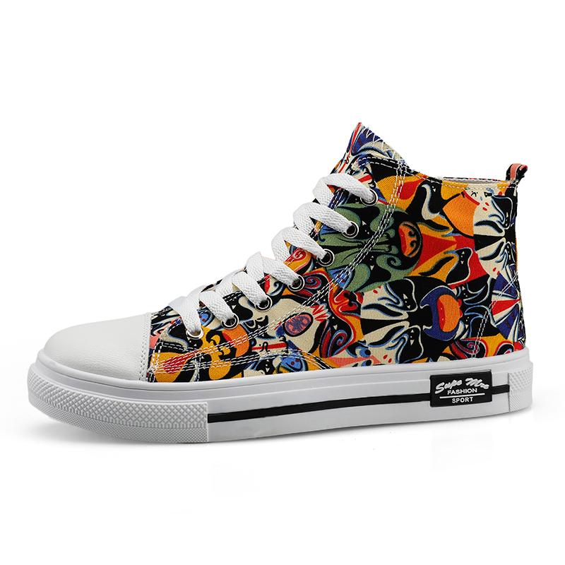 Men 's Graffiti Canvas Shoes Street Art Graffiti High Top Sneakers Casual Custom Made Shoes Customize Shoe Children and Adults
