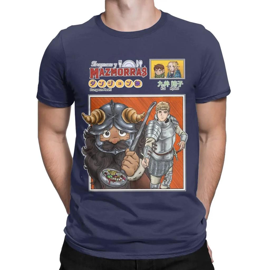 Dungeon Meshi Anime Men's T Shirts Delicious in Dungeon Unique Tees Short Sleeve Crewneck T-Shirts Pure Cotton Printed Tops