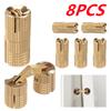 8pcs 10mm Copper Brass Door Hinges Cylindrical Hidden Cabinet Concealed Invisible Furniture Barrel Hinge For Hardware Gift Box