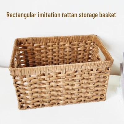 Einfacher rechteckiger Aufbewahrungskorb aus Kunst rattan