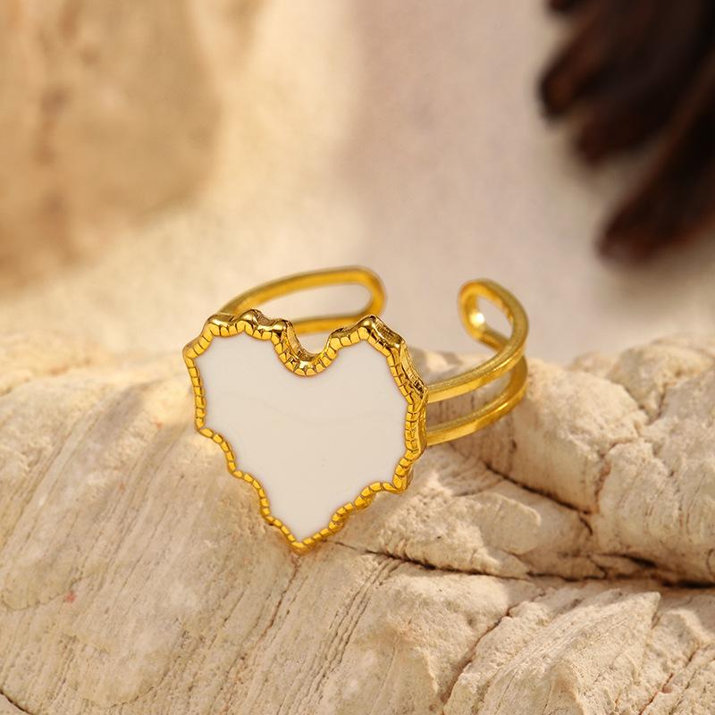 European and American ins style 18K stainless steel ring simple light luxury geometric love live titanium steel ring jewelry women