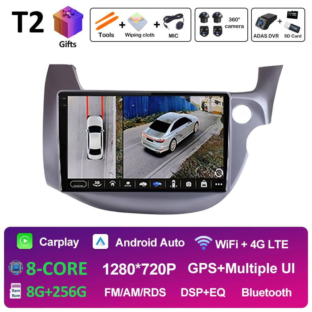 Android 14 DSP Stereo For HONDA FIT JAZZ 2007 2008 2009 2010 2011 - 2013 Right Hand Drive Wireless Carplay Cooling Fan Head Unit