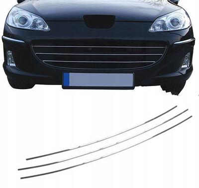 Peugeot 407 Chromleisten Kühlergrill Blende 3 Stück Tuning