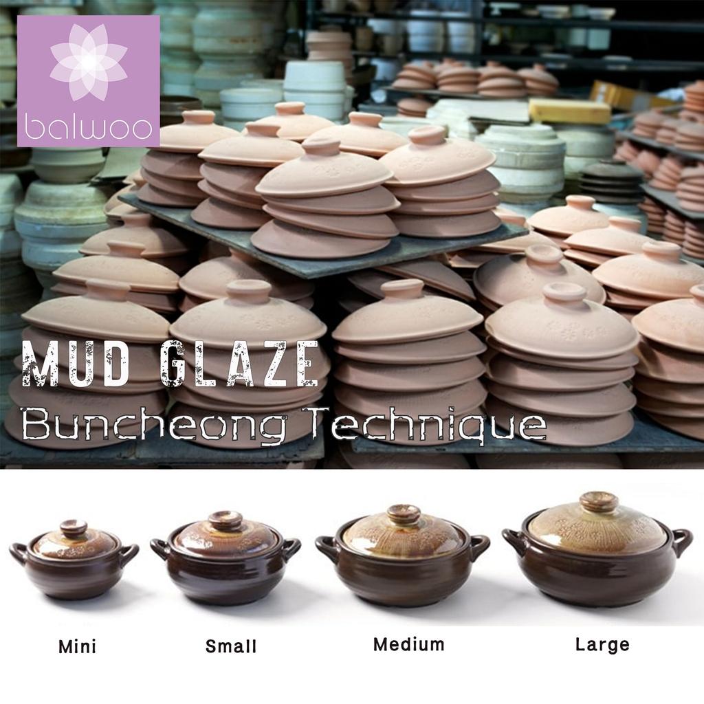 Korean Clay Glazed Clay Pot [Powdered Glaze Design] Heat-Resistant Ceramic Pot, Korean West Coast Clay, Yellow Clay, Mineral-Infused Kimchi Stew,