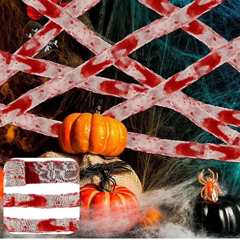 Cloth Halloween Blood Strip Horror Scene Decorative Props Quarantine Gauze Tape